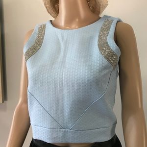 NWT Villa Sleeveless Blue Bling Bling Crop Top Sz4